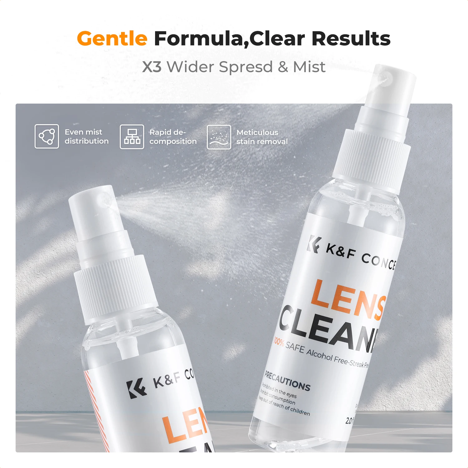 K&F CONCEPT 6x7inch 250g Premium Microfiber Cleaning Cloths+60ml Cleaner Spray for Camera Lens, Eyeglasses,Laptop Phone Screens thumbnail 5
