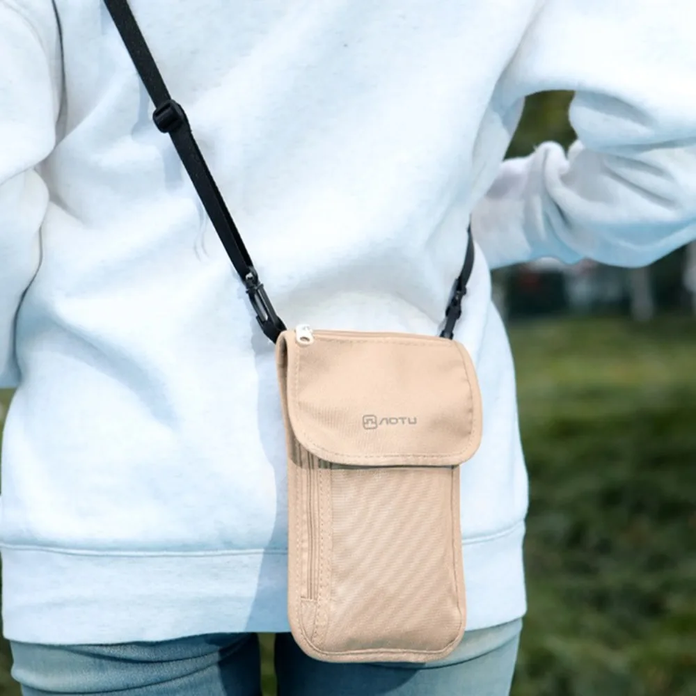 Travel Accessories Travel Wallet Khaki Black Nylon Travel Neck Pouch Passport Protective Cover Zipper Passport Wallet