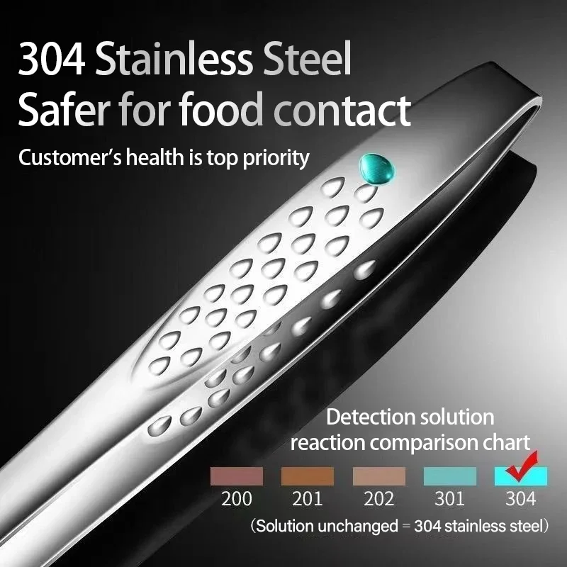 Stainless Steel Kitchen Tongs BBQ Grill Meat Barbecue Tongs Clip Food Utensils Cooking Tweezers Food Tongs CFQJ002 thumbnail 2