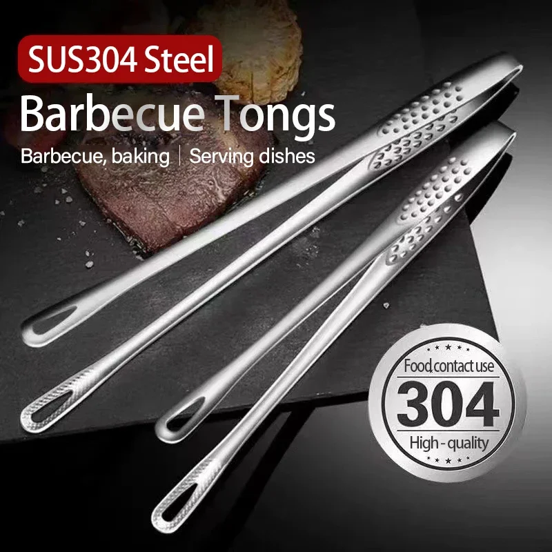 Stainless Steel Kitchen Tongs BBQ Grill Meat Barbecue Tongs Clip Food Utensils Cooking Tweezers Food Tongs CFQJ002 thumbnail 5
