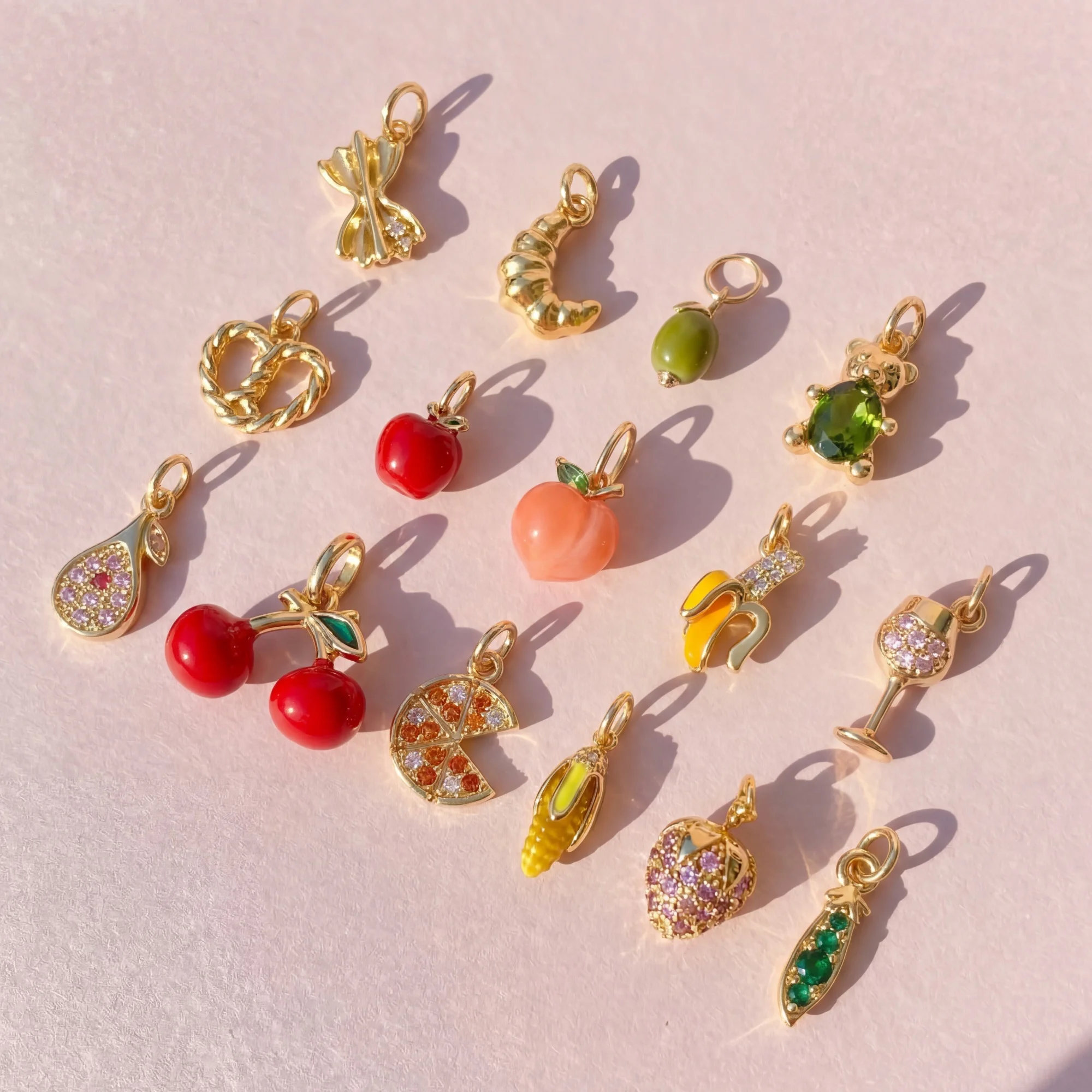 Cute Fruit Sneaker Charms for Shoes Gold Plated Lace Charms Cherry Peach Banana Shoe Accessories for Women Girls DIY thumbnail 4