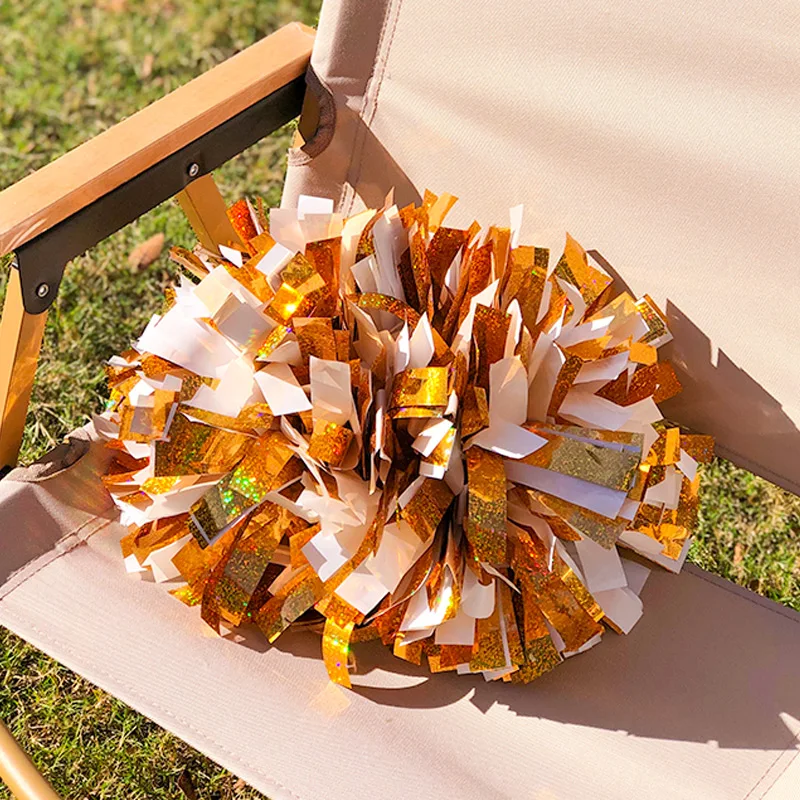 Colorful Laser Cheerleading Pom Poms with Baton Handle for Team Spirit Sports Dance Cheering Kids Adults thumbnail 4