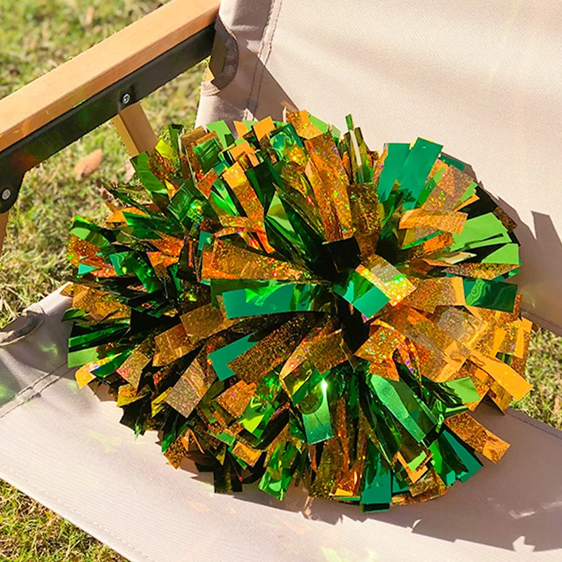 Colorful Laser Cheerleading Pom Poms with Baton Handle for Team Spirit Sports Dance Cheering Kids Adults thumbnail 3