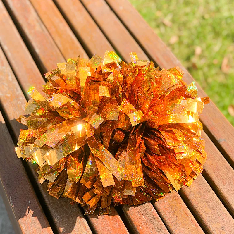Colorful Laser Cheerleading Pom Poms with Baton Handle for Team Spirit Sports Dance Cheering Kids Adults thumbnail 2