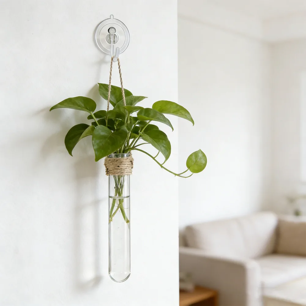 Hydroponic Flower Vase Wall-Mounted Test-Tube Vase Hydroponics Home Office Decor Air Plant Holder Home Garden Decor thumbnail 5