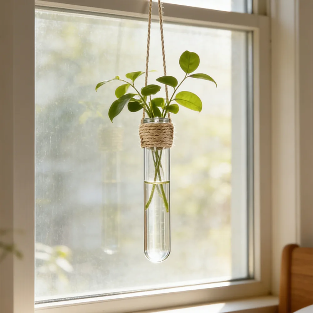 Hydroponic Flower Vase Wall-Mounted Test-Tube Vase Hydroponics Home Office Decor Air Plant Holder Home Garden Decor thumbnail 4