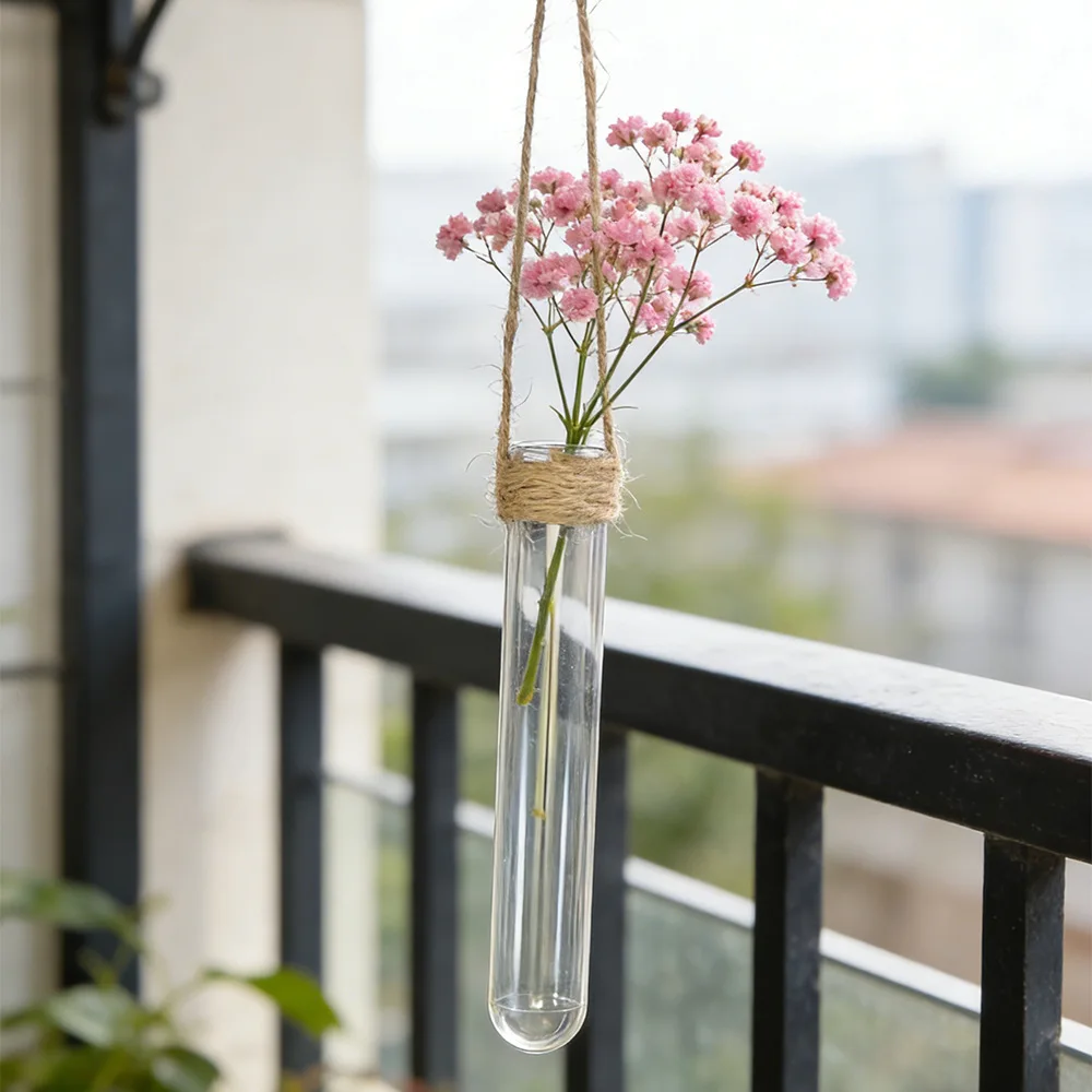 Hydroponic Flower Vase Wall-Mounted Test-Tube Vase Hydroponics Home Office Decor Air Plant Holder Home Garden Decor thumbnail 3