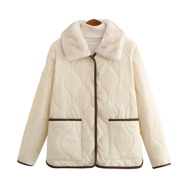 XXXXL Fashion Plus Size Women's Parkas For The Winter Outerwear 2026 Simple Fur Lapel Chic Style Padded Jacket Casual Warm Coat thumbnail 5