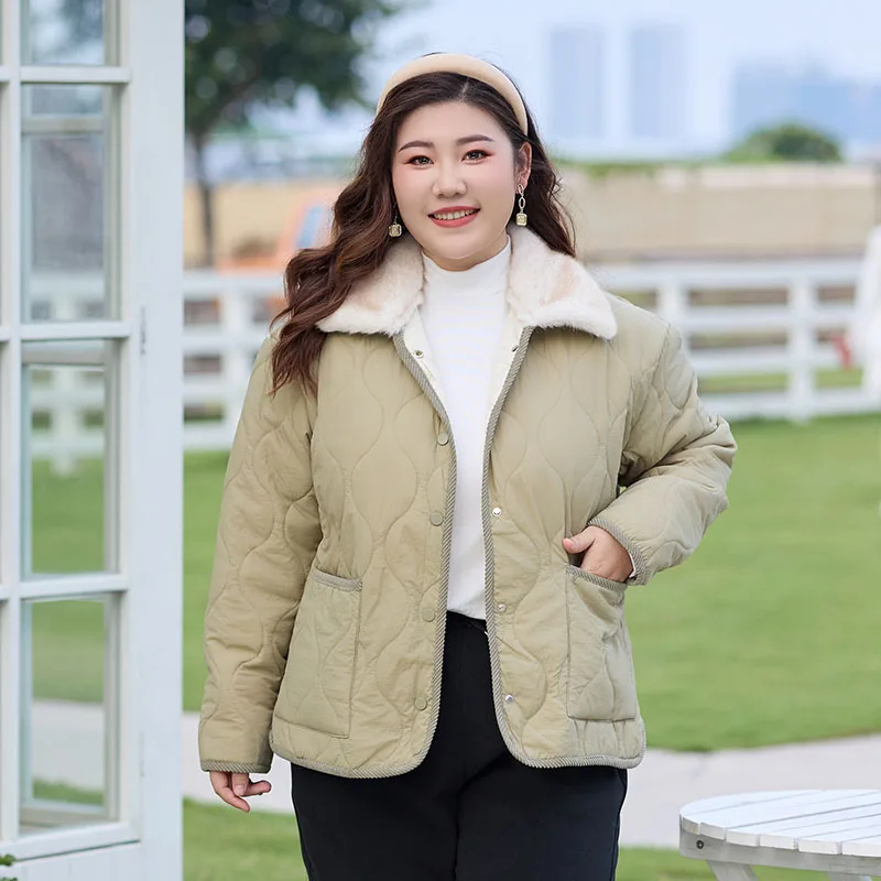 XXXXL Fashion Plus Size Women's Parkas For The Winter Outerwear 2026 Simple Fur Lapel Chic Style Padded Jacket Casual Warm Coat thumbnail 2