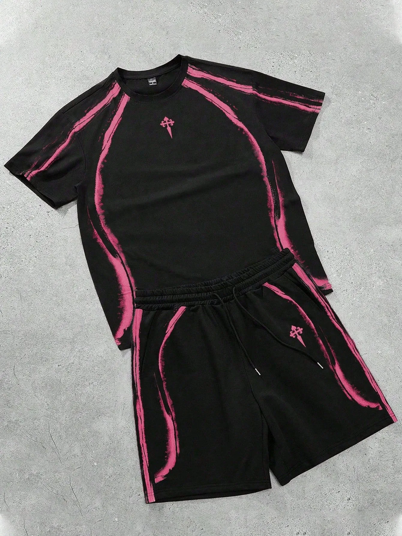 2026 Summer New Men's Short-Sleeved Set with 3D Patterned Print for Street Casual Fashion Comfortable and Soft thumbnail 3