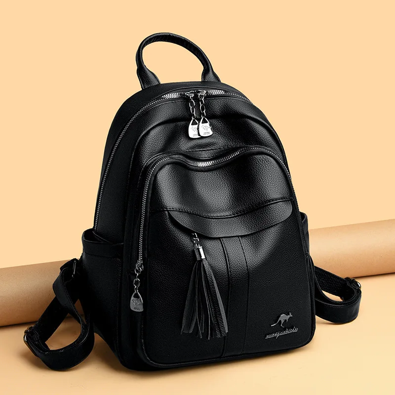 Women's Large Capacity Casual Commuter Backpack Fashionable Lightweight Multifunctional Travel Bag Soft PU Waterproof Wear-re...