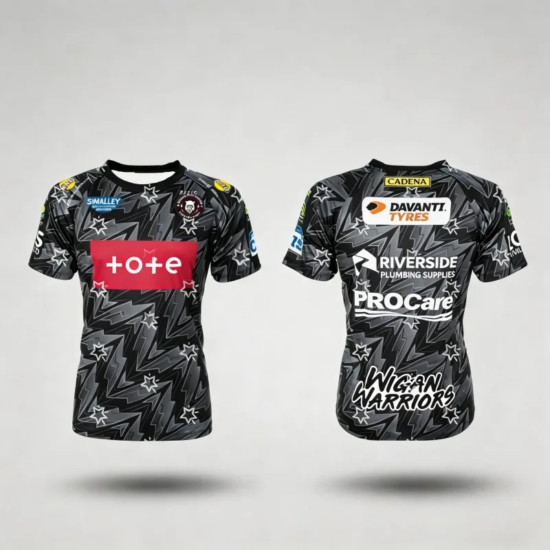 2026 Summer New Family Kids Tees Popular Wigan Warriors Away Jersey Replica Jersey for Adults and Children T-shirts Comfortable thumbnail 3