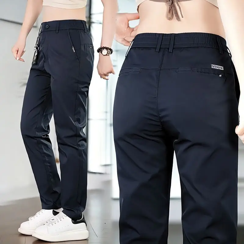 2026 Men's Ice Silk Straight Leg Thin Breathable Casual Pants Summer Business Long Trousers Fashionable Versatile Lightweight thumbnail 3