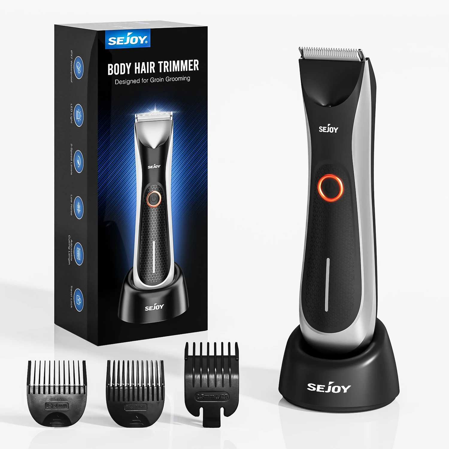 Sejoy Body Hair Trimmer for Men Bikini Electric Trimmer Rechargeable Groin & Body Shaver Groomer Arm Beard Razor