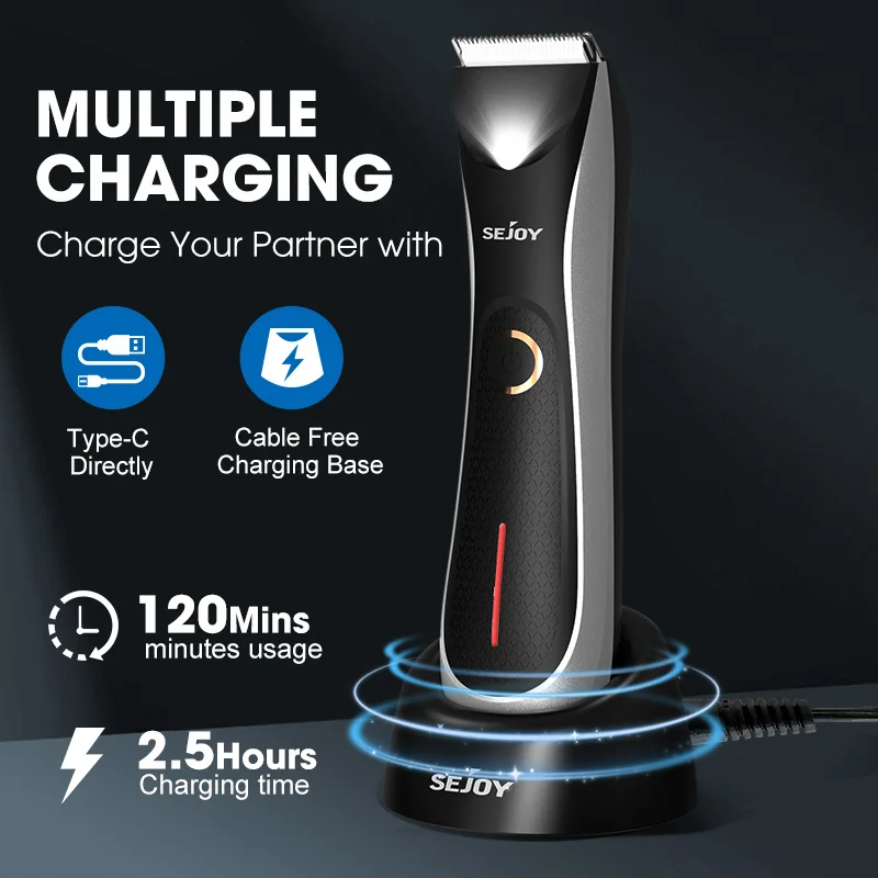 Sejoy Body Hair Trimmer for Men Bikini Electric Trimmer Rechargeable Groin & Body Shaver Groomer Arm Beard Razor thumbnail 3