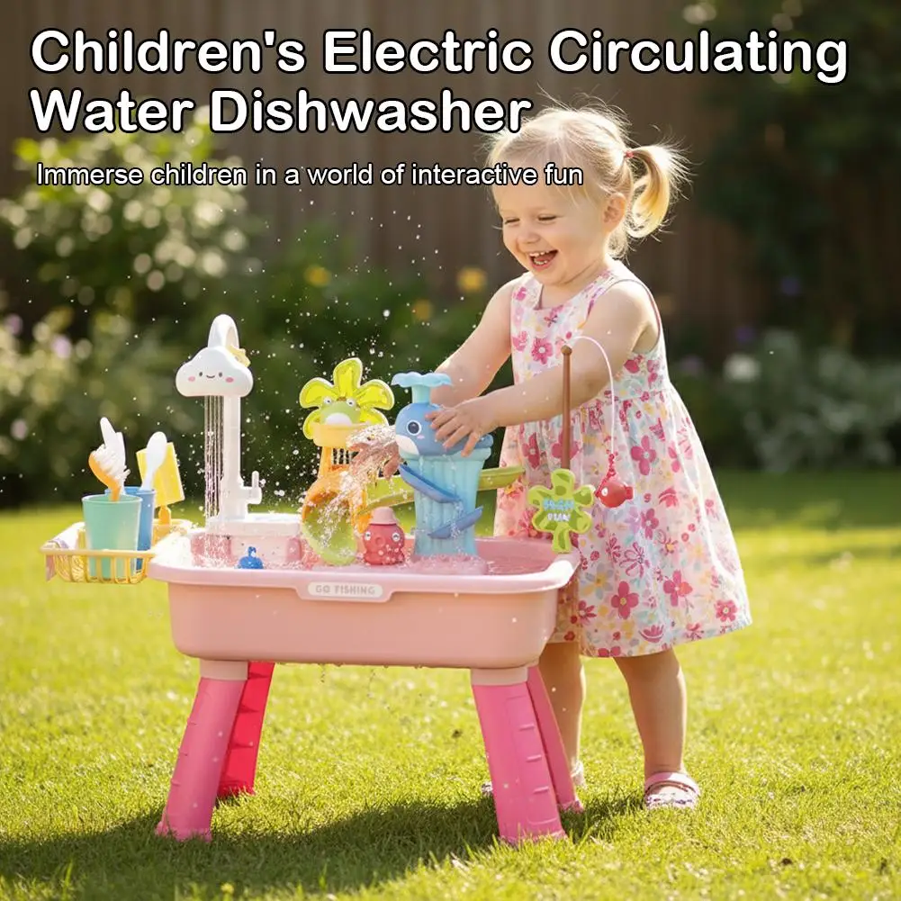 Kids Electric Circulating Water Sink Toys, Pretend Play Kitchen Dishwasher, Role Play  Kitchen Water Basin Educational Toy thumbnail 2