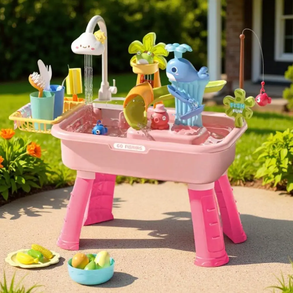 Kids Electric Circulating Water Sink Toys, Pretend Play Kitchen Dishwasher, Role Play  Kitchen Water Basin Educational Toy thumbnail 4