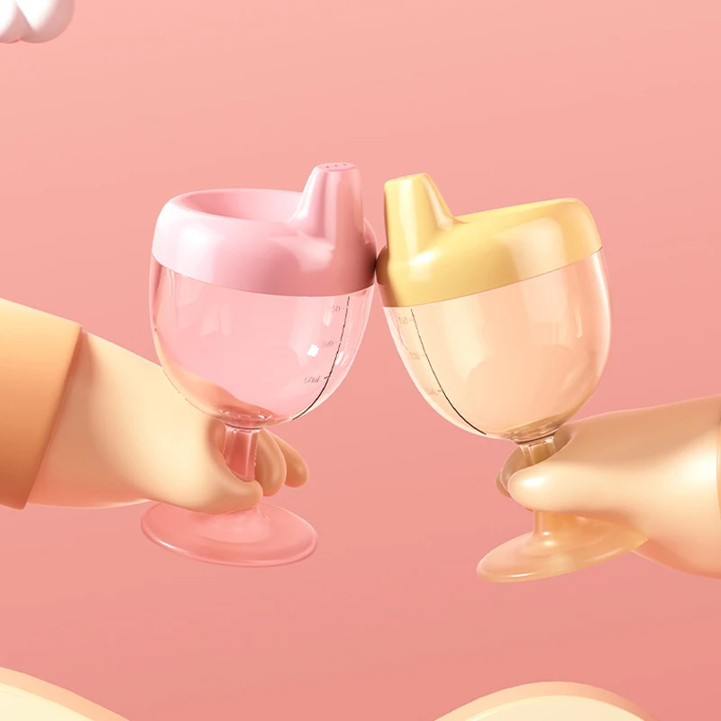 Novelty Wine Glass Shaped Sippy Cup with Lid 150ml Baby Learning Drinking Bottle Kids Toldder Nursing Bottle Infant Feeding Cups thumbnail 2