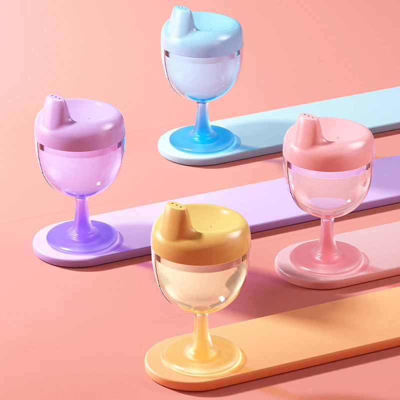 Novelty Wine Glass Shaped Sippy Cup with Lid 150ml Baby Learning Drinking Bottle Kids Toldder Nursing Bottle Infant Feeding Cups