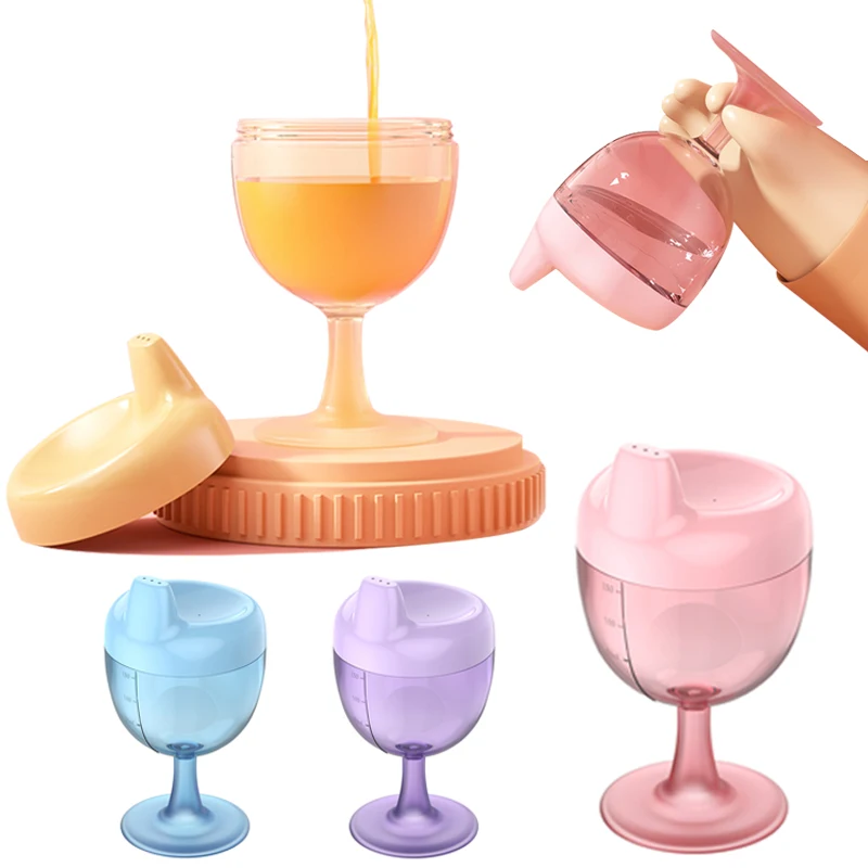 Novelty Wine Glass Shaped Sippy Cup with Lid 150ml Baby Learning Drinking Bottle Kids Toldder Nursing Bottle Infant Feeding Cups thumbnail 6
