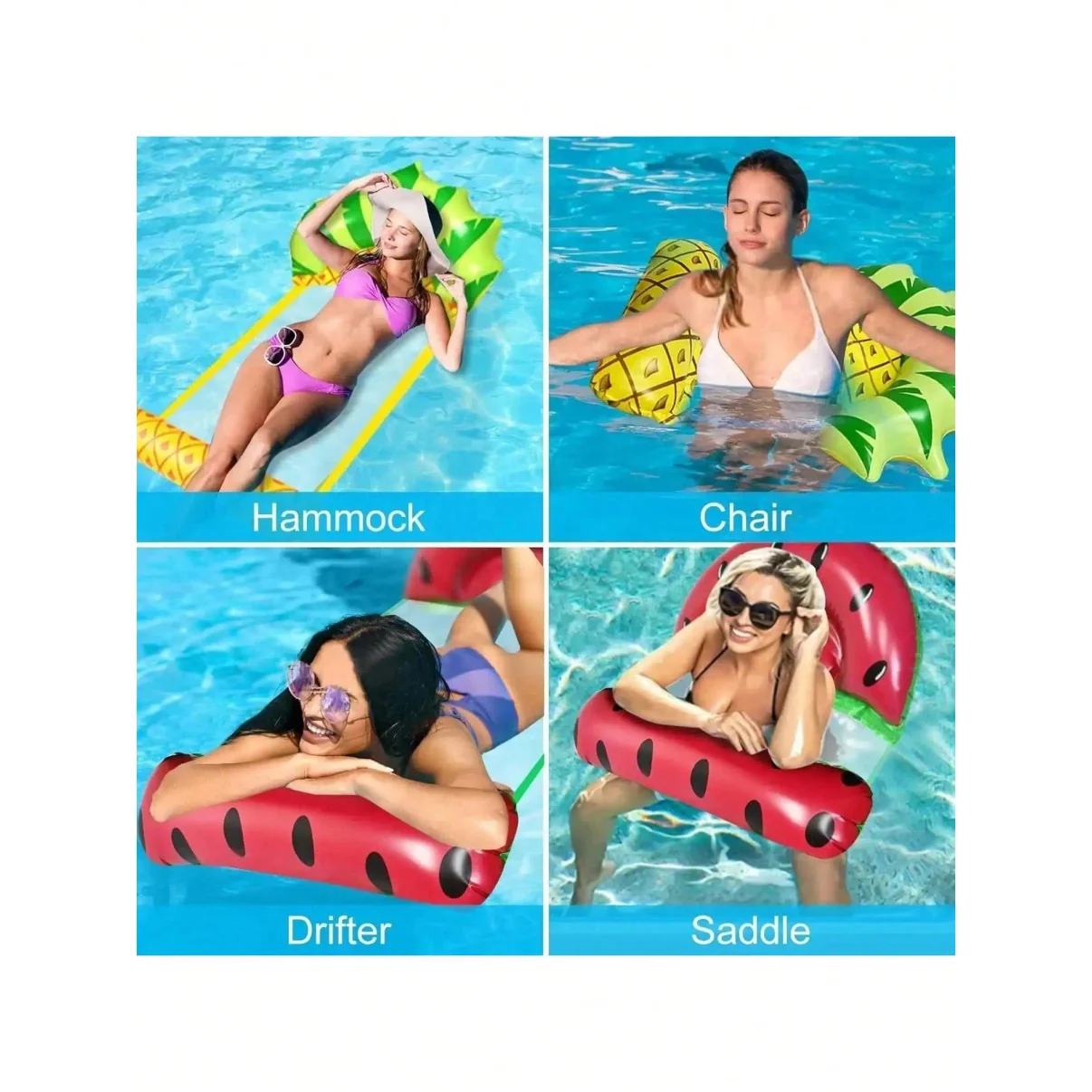 Foldable Fruits Floating Water Hammock Lounger Water Toys Inflatable Floating Bed Chair Summer Swimming Pool Water Hammock Bed thumbnail 5