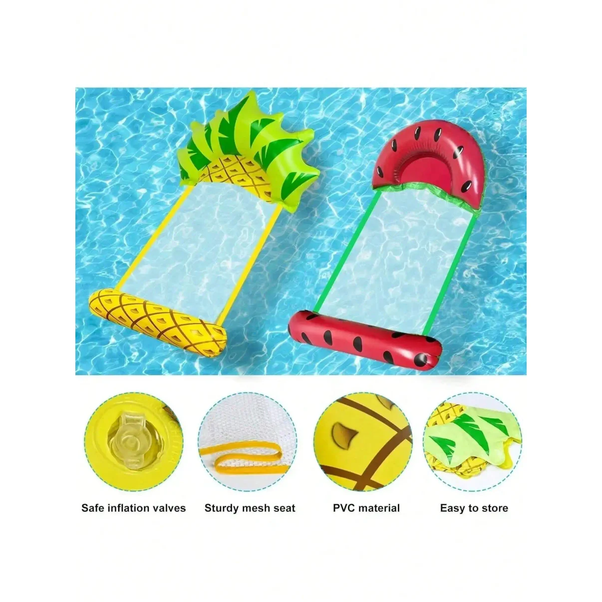 Foldable Fruits Floating Water Hammock Lounger Water Toys Inflatable Floating Bed Chair Summer Swimming Pool Water Hammock Bed thumbnail 3