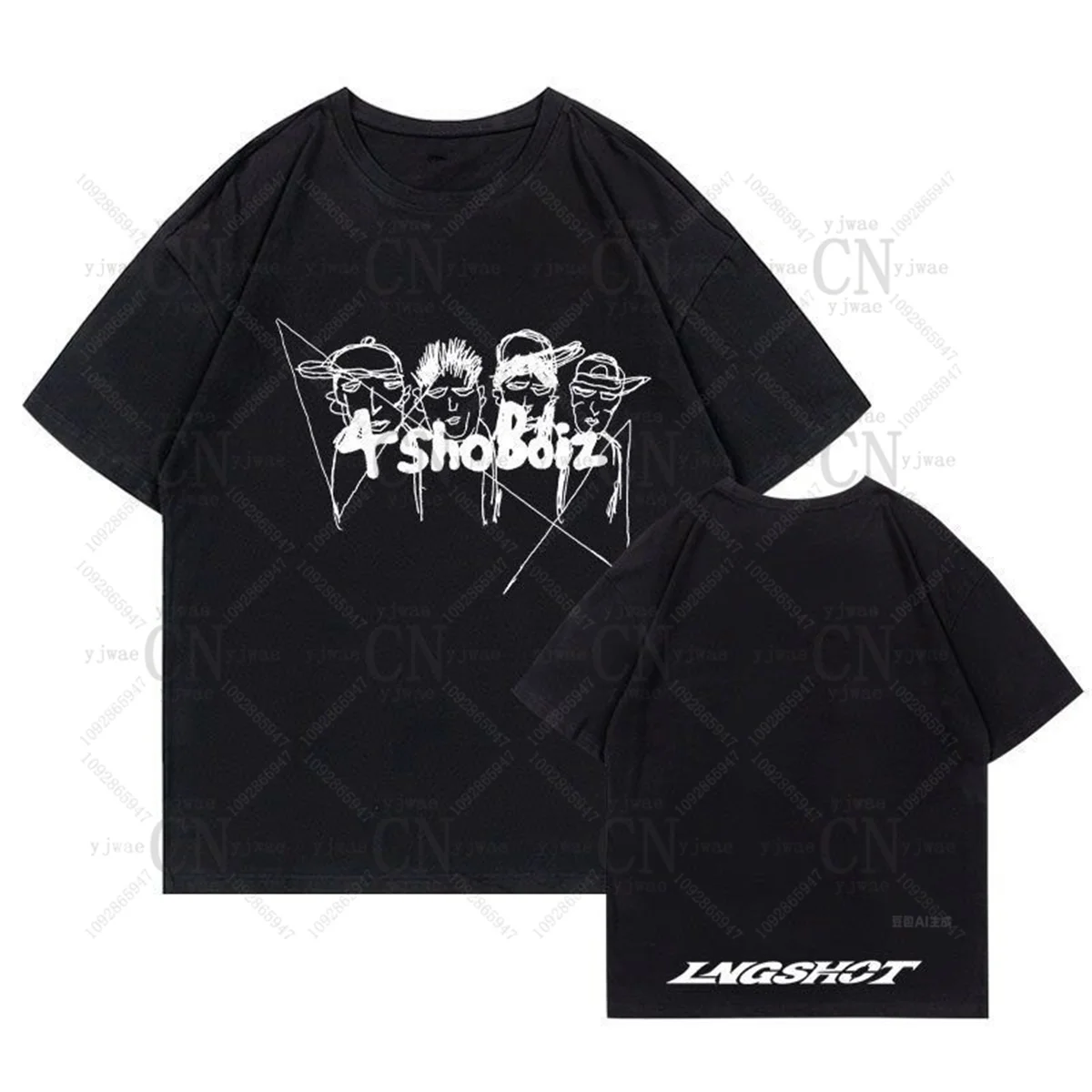 LNGSHOT Member Portrait Graphic T-Shirt Ohyuan Woojin Louis Ryul Kpop Fashion Retro Shirt Summer Men Women Beach T-shirt thumbnail 2