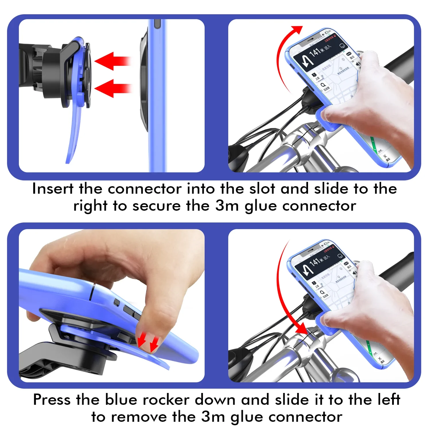 Motorcycle Phone Mount, Anti-Shake Bike Cell Phone Holder with Vibration Dampener, Quick Release Attach/Detach thumbnail 2