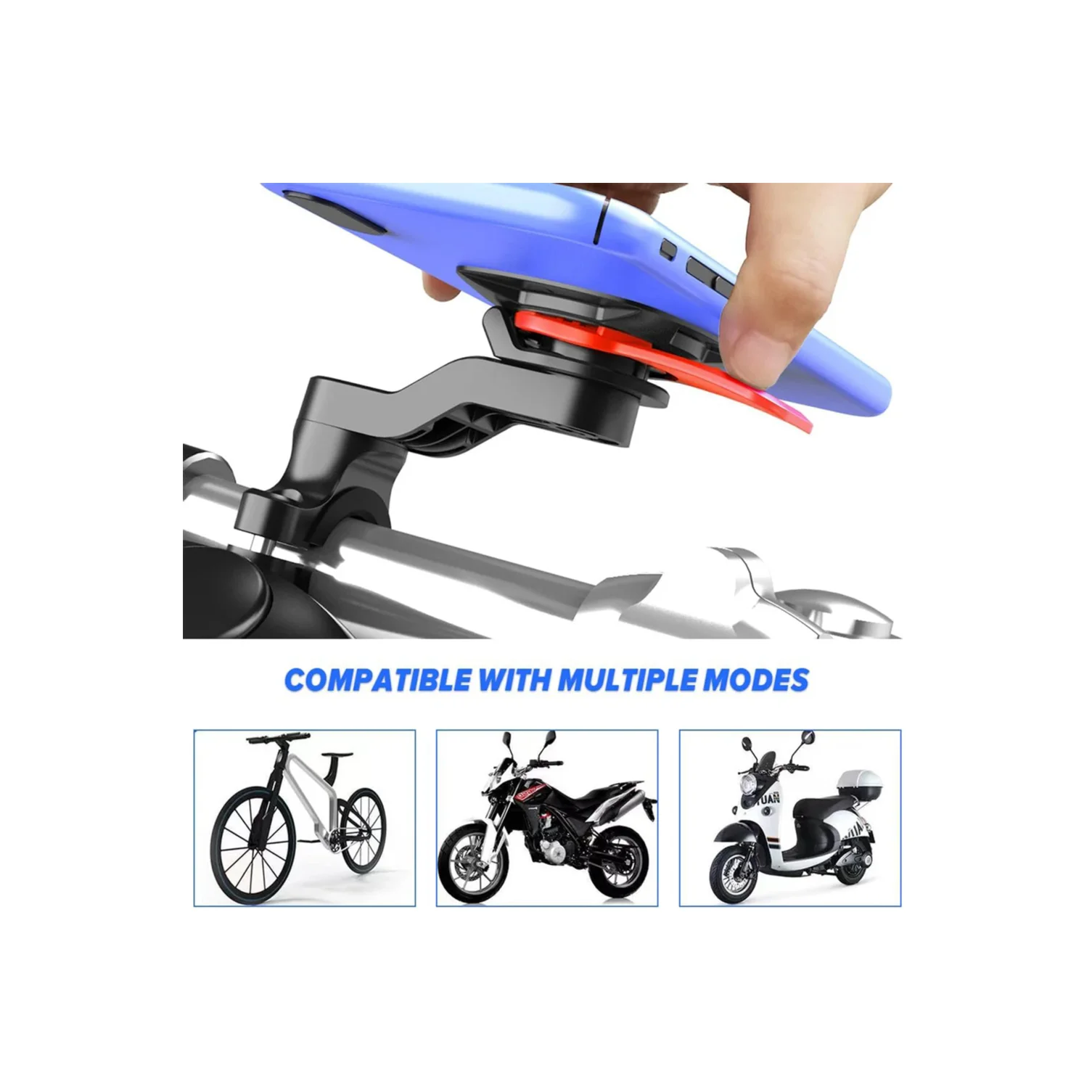 Motorcycle Phone Mount, Anti-Shake Bike Cell Phone Holder with Vibration Dampener, Quick Release Attach/Detach thumbnail 6