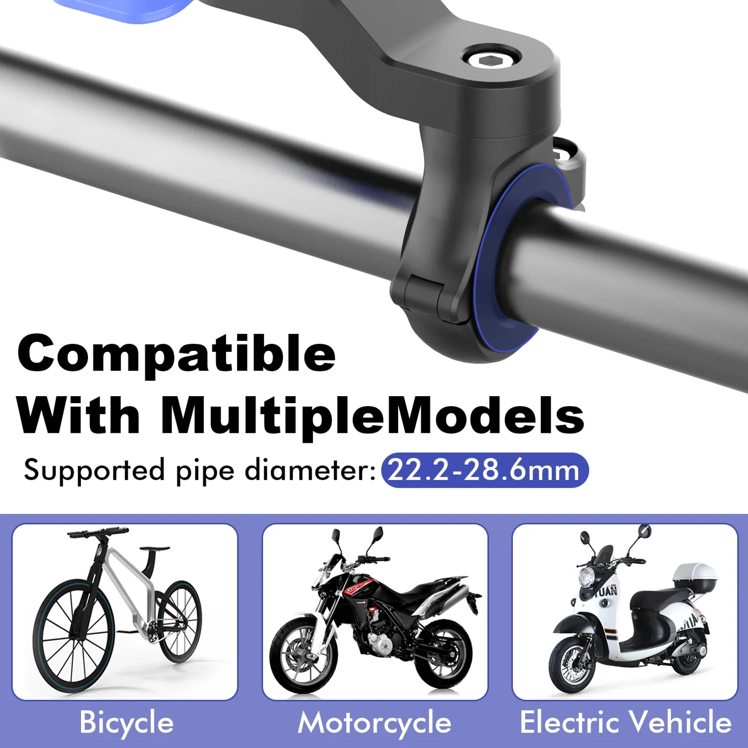 Motorcycle Phone Mount, Anti-Shake Bike Cell Phone Holder with Vibration Dampener, Quick Release Attach/Detach thumbnail 5