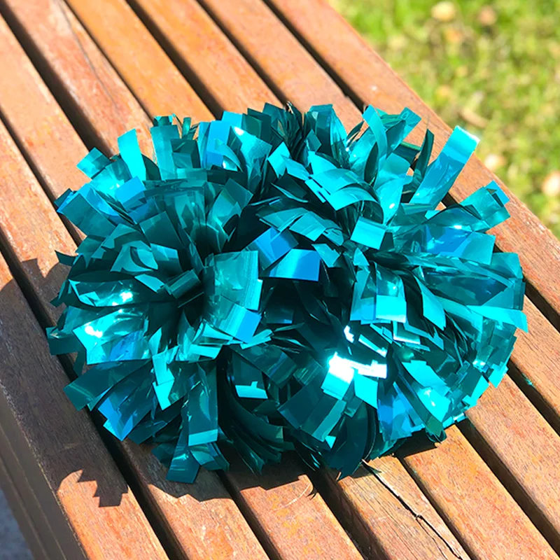 Metallic Cheerleader Cheerleading Pom Poms 6 Inch Cheering Handle Pompoms with Baton Handle for Team Spirit Sports thumbnail 2