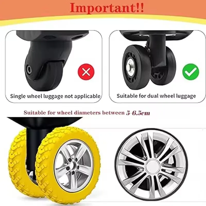 8pcs Reduce Noise Trolley Box Casters Cover Silicone Suitcase Wheels Protection Cover Reduce Noise Travel Luggage Caster Shoes thumbnail 4