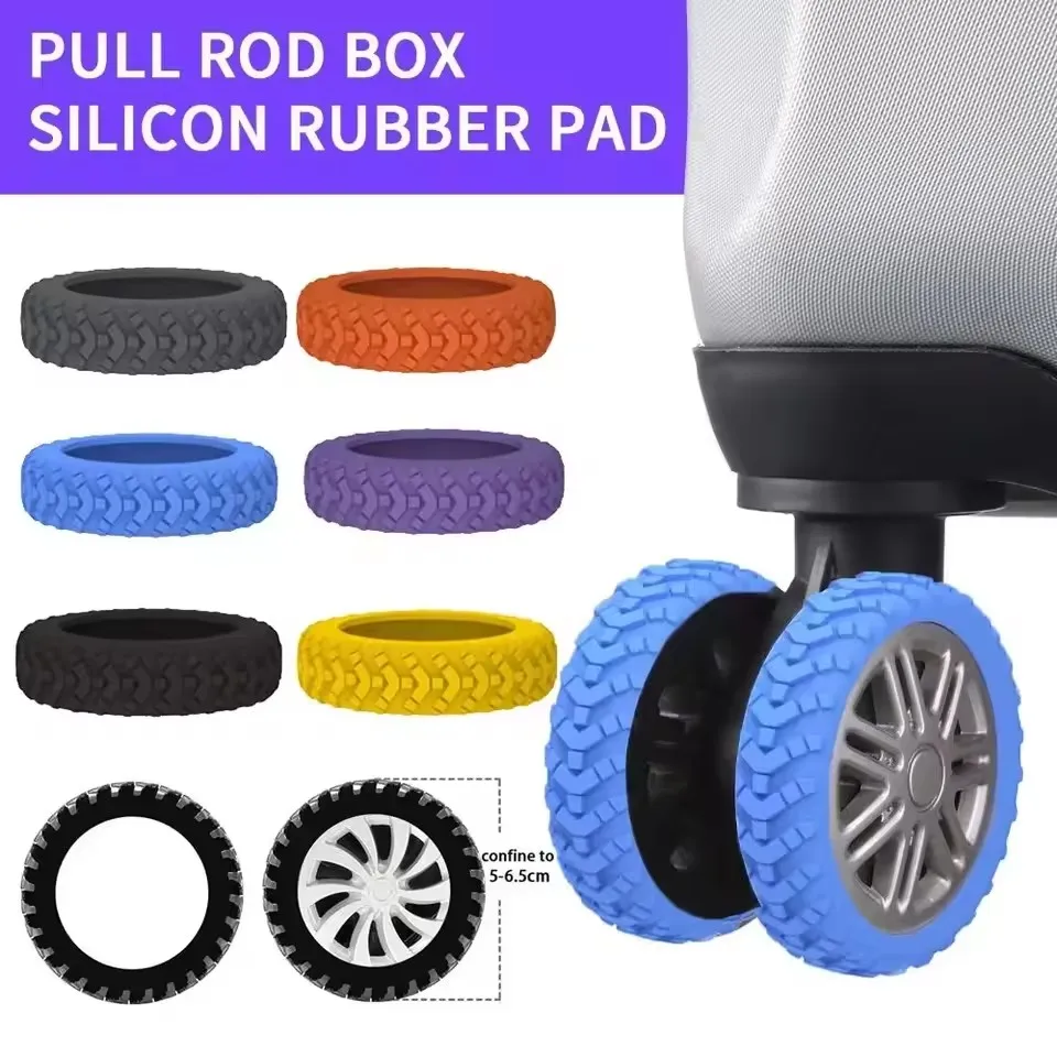 8pcs Reduce Noise Trolley Box Casters Cover Silicone Suitcase Wheels Protection Cover Reduce Noise Travel Luggage Caster Shoes thumbnail 2