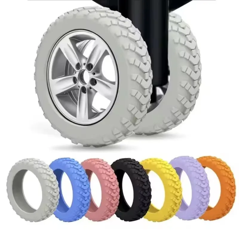 8pcs Reduce Noise Trolley Box Casters Cover Silicone Suitcase Wheels Protection Cover Reduce Noise Travel Luggage Caster Shoes thumbnail 3