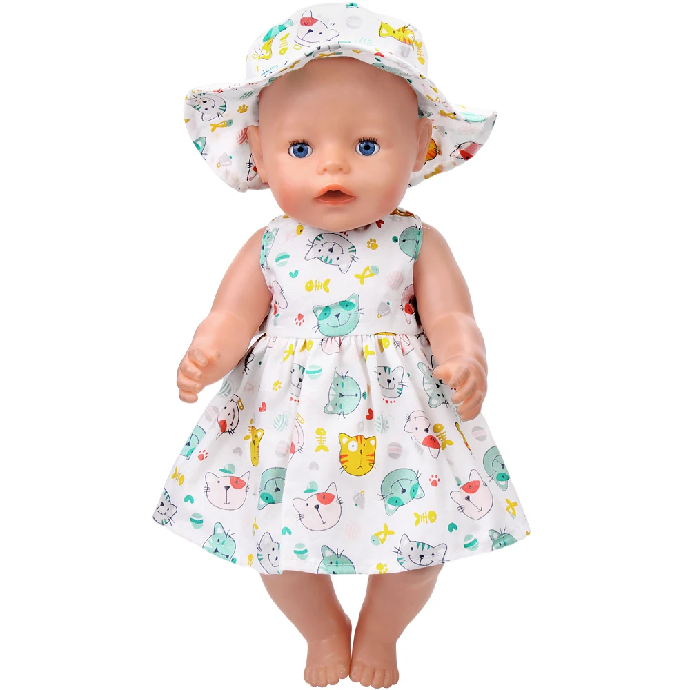 43cm doll girl simple dress doll daily wear dress simple and refreshing style with same color hat doll wardrobe clothing accesso thumbnail 6