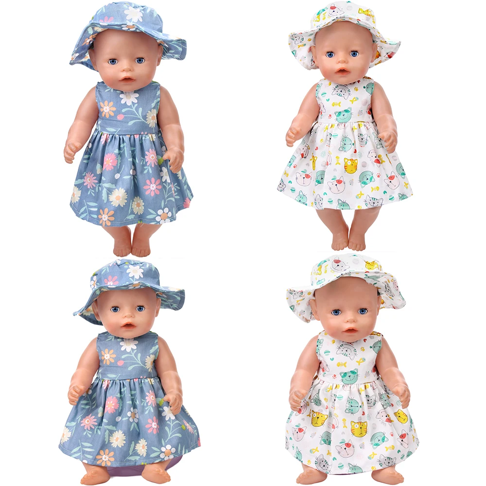 43cm doll girl simple dress doll daily wear dress simple and refreshing style with same color hat doll wardrobe clothing accesso thumbnail 3