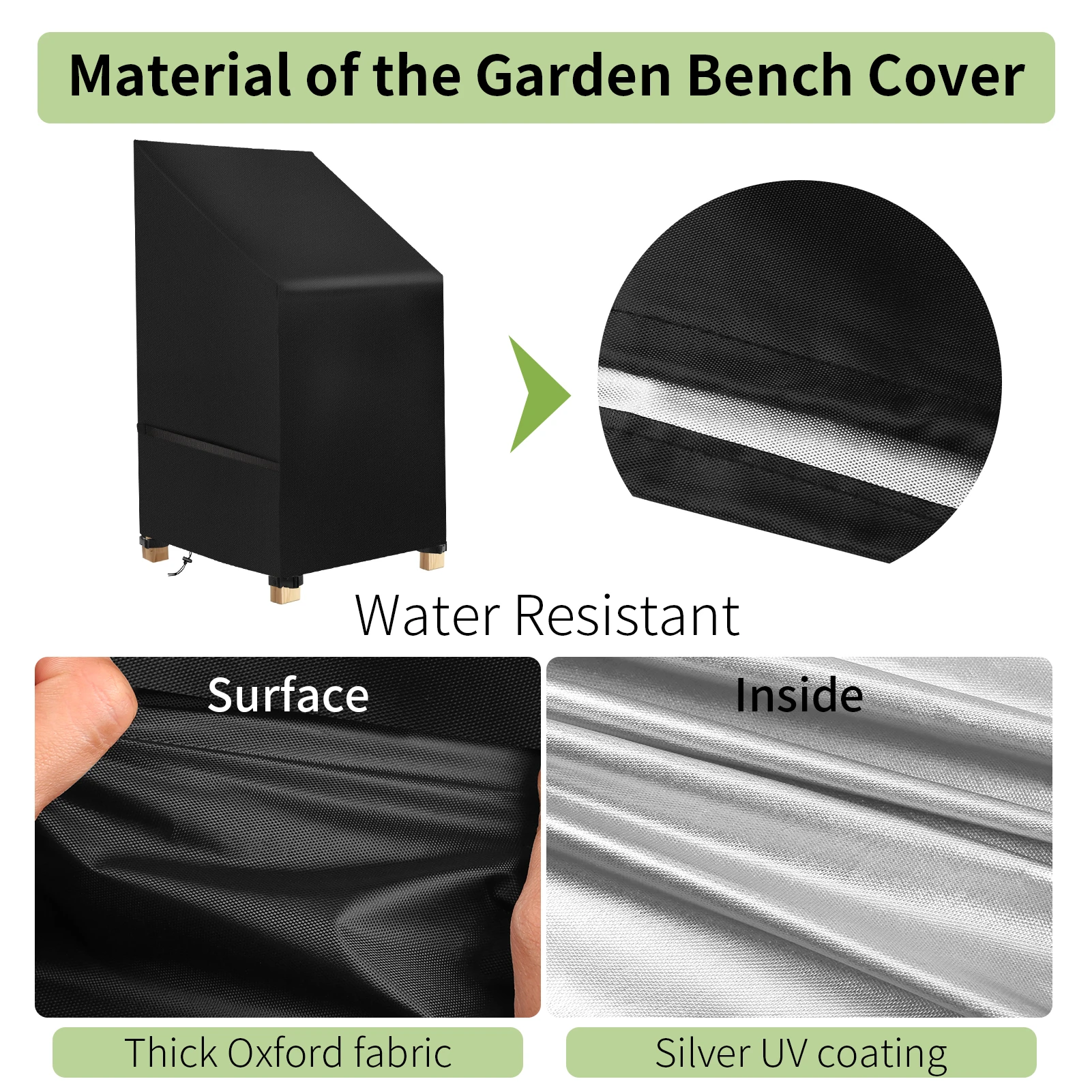 65x65x80x120cm Garden Stacking Chair Cover Waterproof 210D Oxford Garden Furniture Covers Stackable Outdoor Chairs Covers thumbnail 2