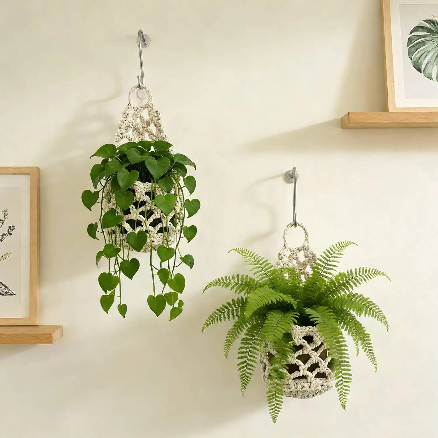 Macrame Plant Hanger Small Boho Woven Cotton Hanging Planter Wall Decor Indoor Flower Pot Holder for Door Apartment Office thumbnail 2