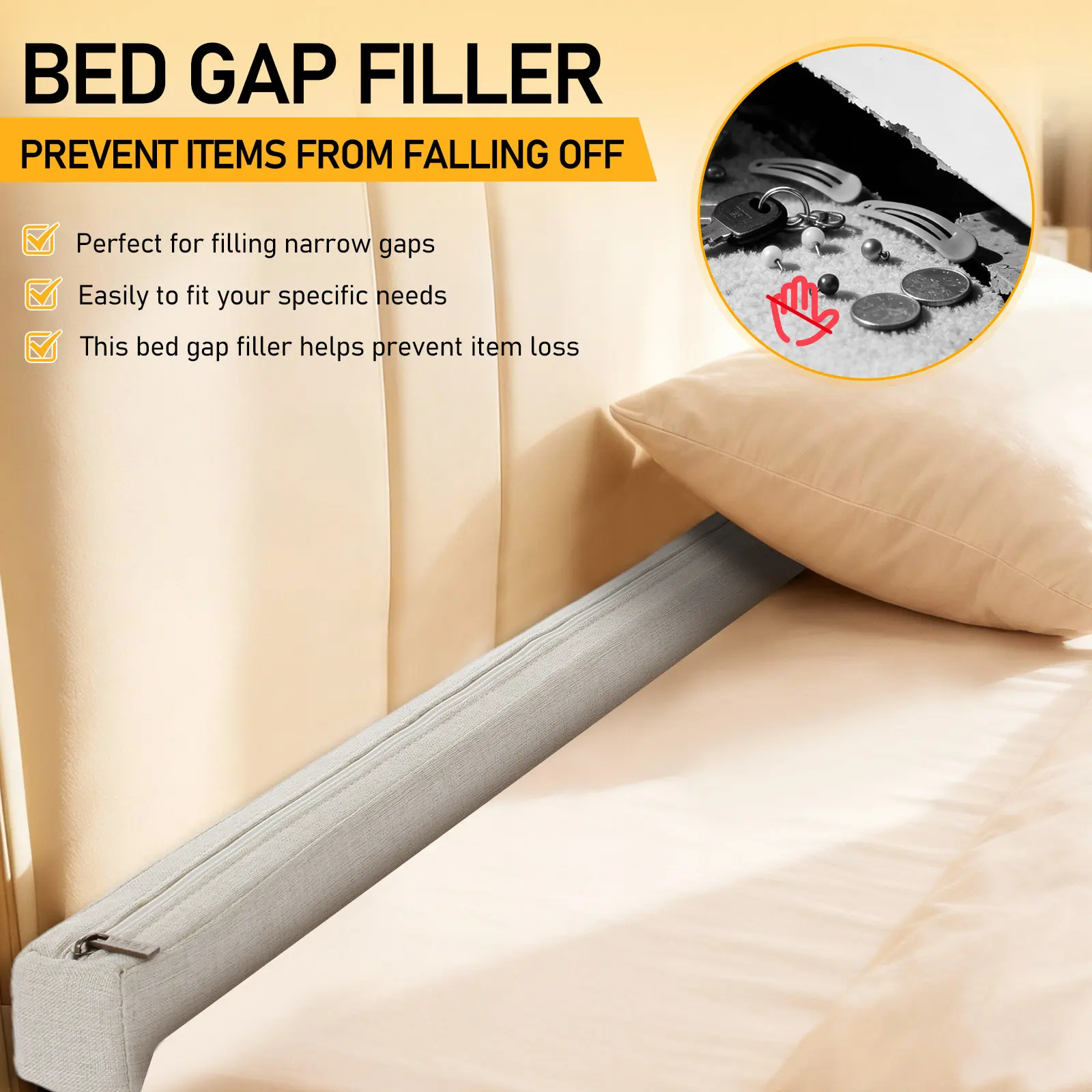 120x5x5cm Mattress Gap Filler Gap Between Mattress Bed Extender Headboard Pillow Closed Headboard And Wall Bed Cushion Sofa Pad thumbnail 2