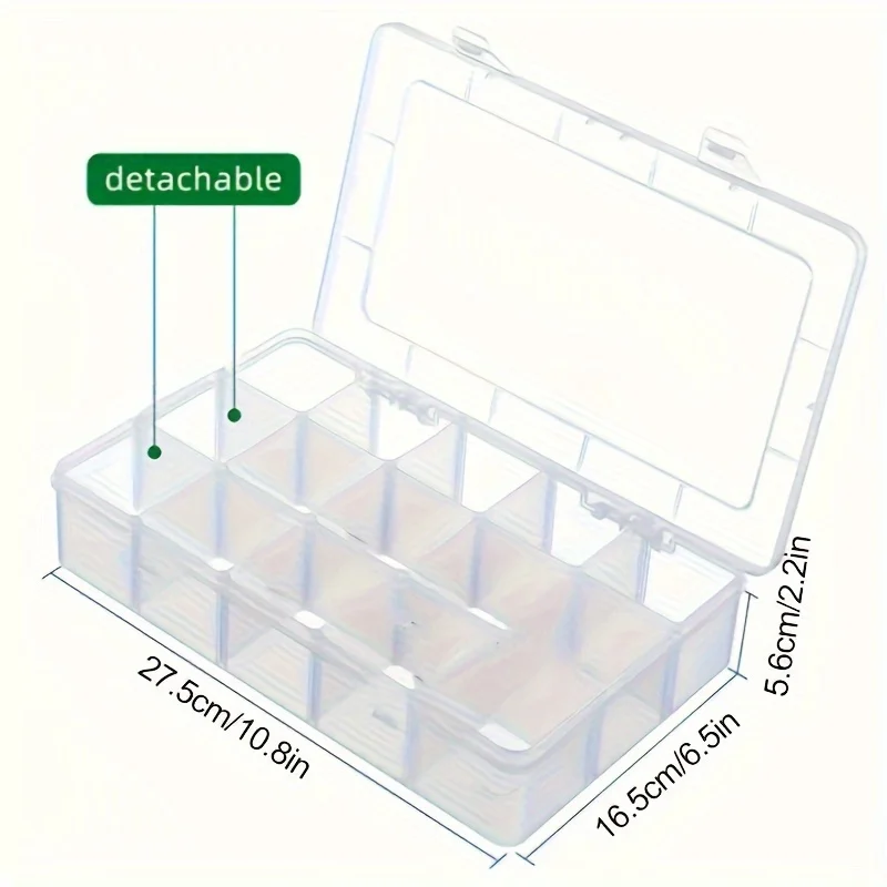 15 Grids transparent office storage box with adjustable dividers, plastic storage container for art painting paper tape thumbnail 2