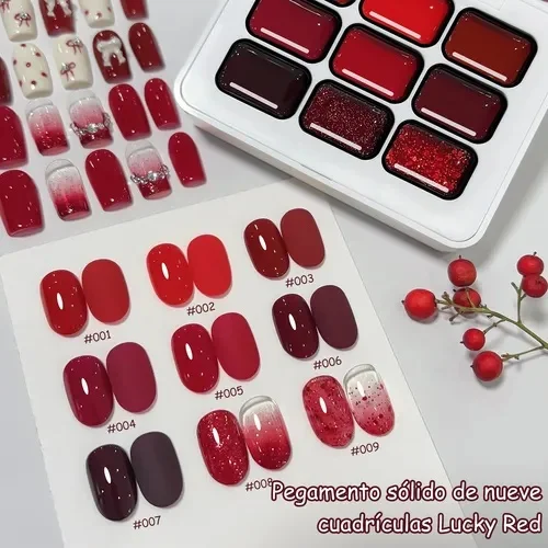 9-color solid nail polish red pat gel painting gradient Tomato Red, Cherry Red gel，nail art creation salon DIY thumbnail 3