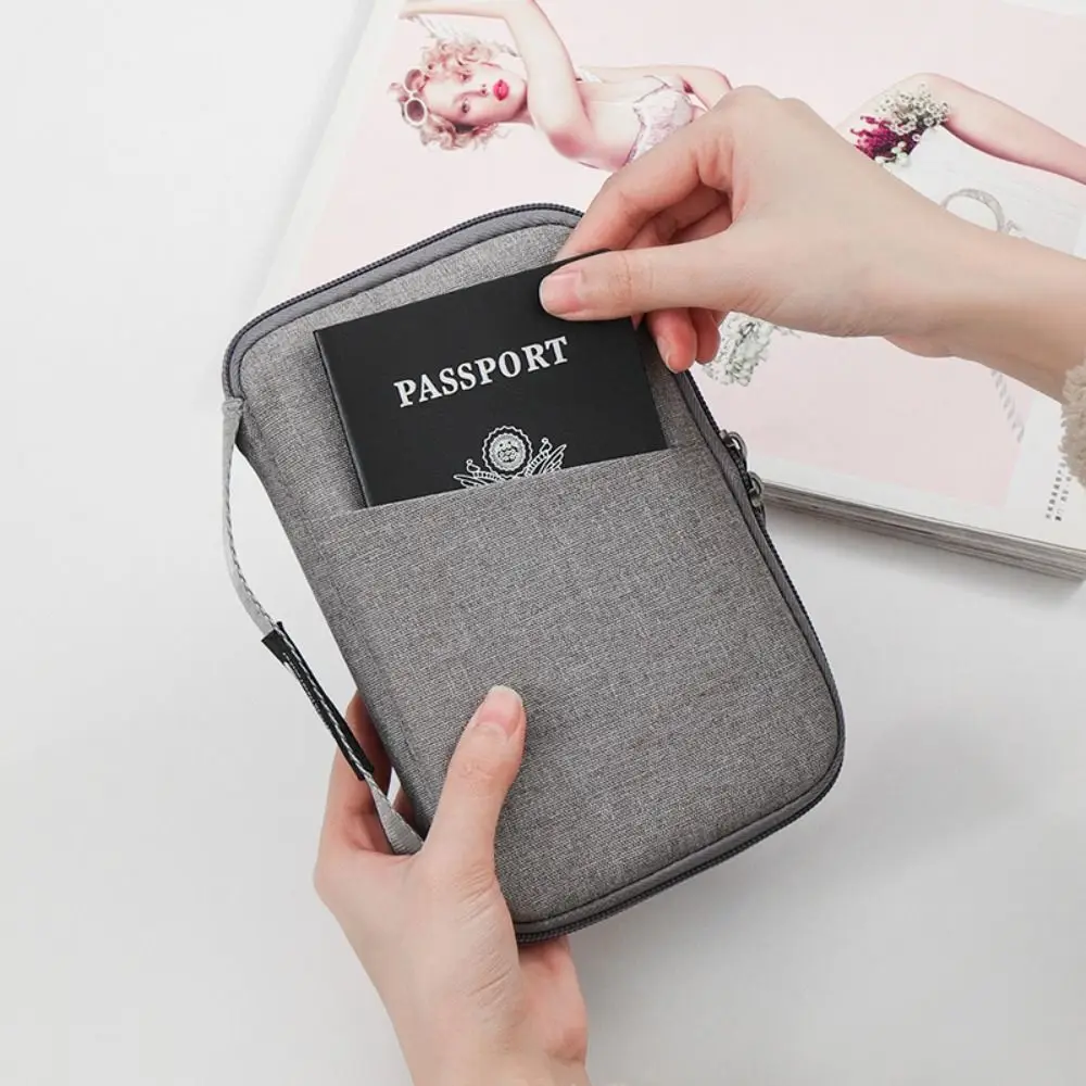 Travel Accessories Travel Wallet Ticket Holder OX Cloth Family Passport Holder Zipper Passport Protective Cover Document Case thumbnail 2