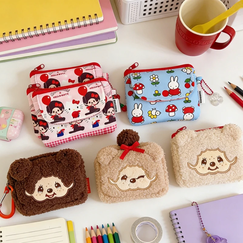 Cute Monchichi Money Bag Monchichi Zipper Coin Purse Cartoon Backpack Hanging Keychain Bags Pendant Storage Bags Gifts 몬치치