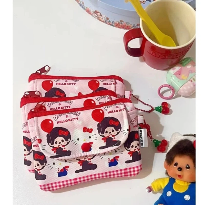 Cute Monchichi Money Bag Monchichi Zipper Coin Purse Cartoon Backpack Hanging Keychain Bags Pendant Storage Bags Gifts 몬치치 thumbnail 2