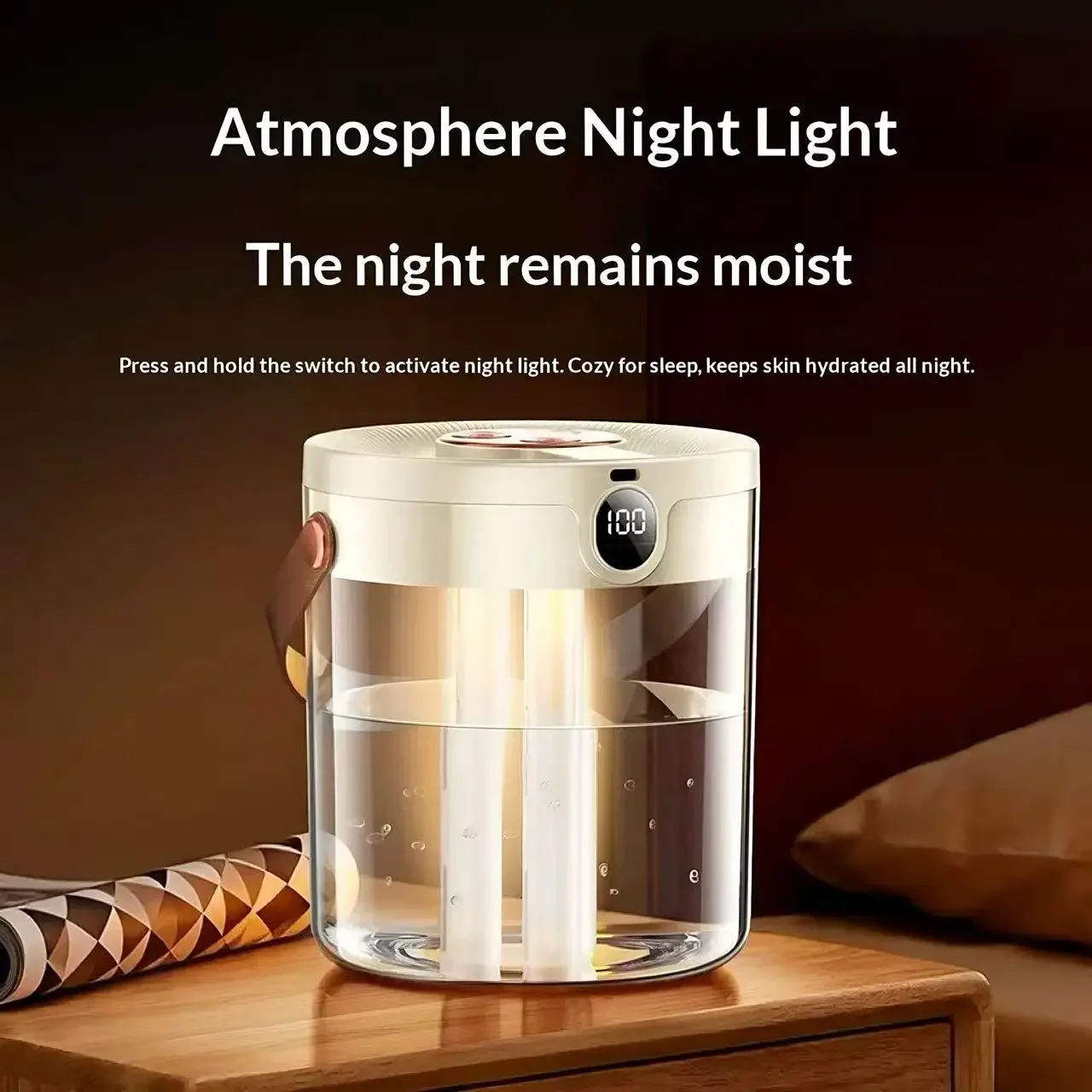 Rechargeable 3 Spray Humidifier Large Capacity Quiet Air Humidifier with Night Light Portable for Home Office Bedroom Desktop thumbnail 2