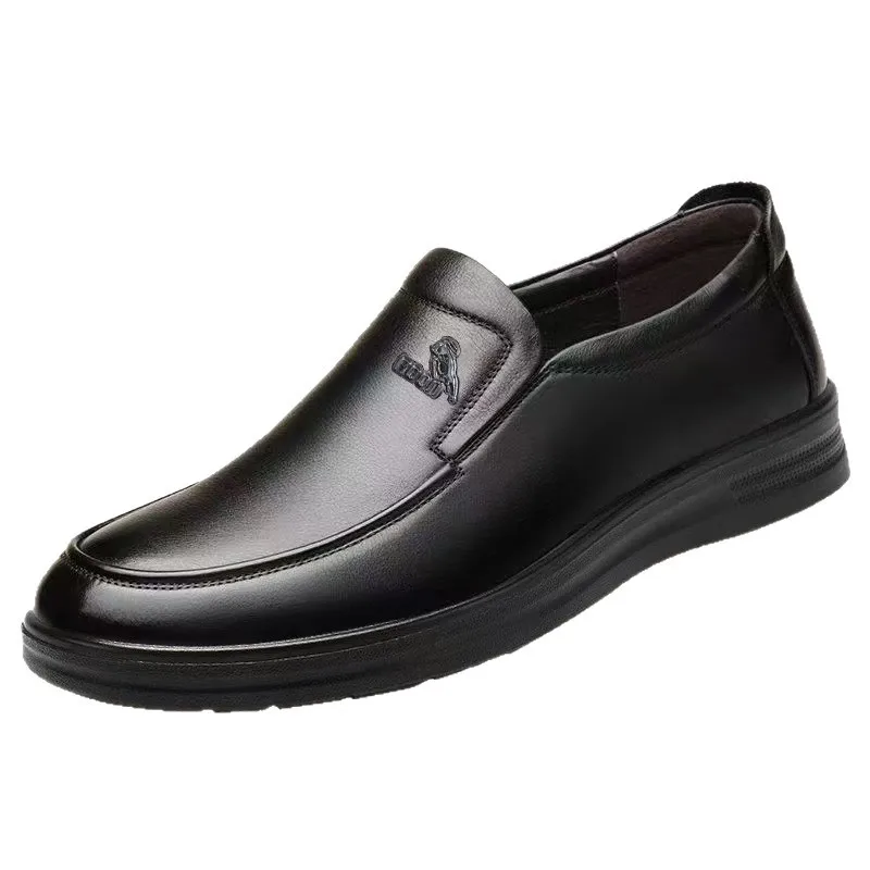 Business Casual Leather Shoes Men's Slip-On Anti-Slip Soft Bottom Breathable round Toe Adult Footwear Comfortable All-Season thumbnail 5