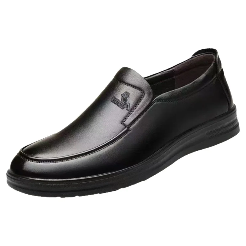 Business Casual Leather Shoes Men's Slip-On Anti-Slip Soft Bottom Breathable round Toe Adult Footwear Comfortable All-Season thumbnail 6