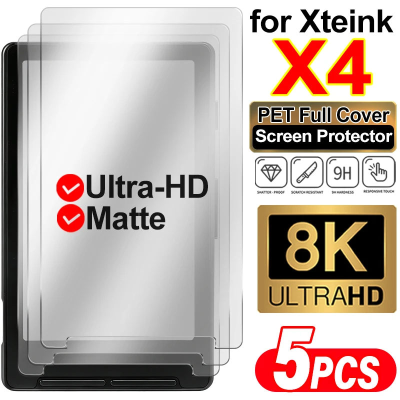 Matte&HD Clear Screen Protector for XTEINK X4 E-reader Anti-fingerprint Full Coverage Film PET Protective Films for Xteink X4