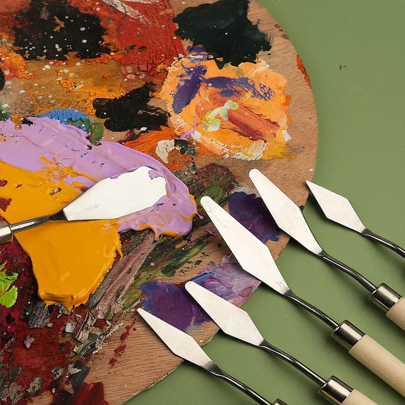 7PCS Wooden Handle Paint Spatula Set Oil Painting Scraper Art Paint Texture Painting Knife Tools MSCTYJ01 thumbnail 6