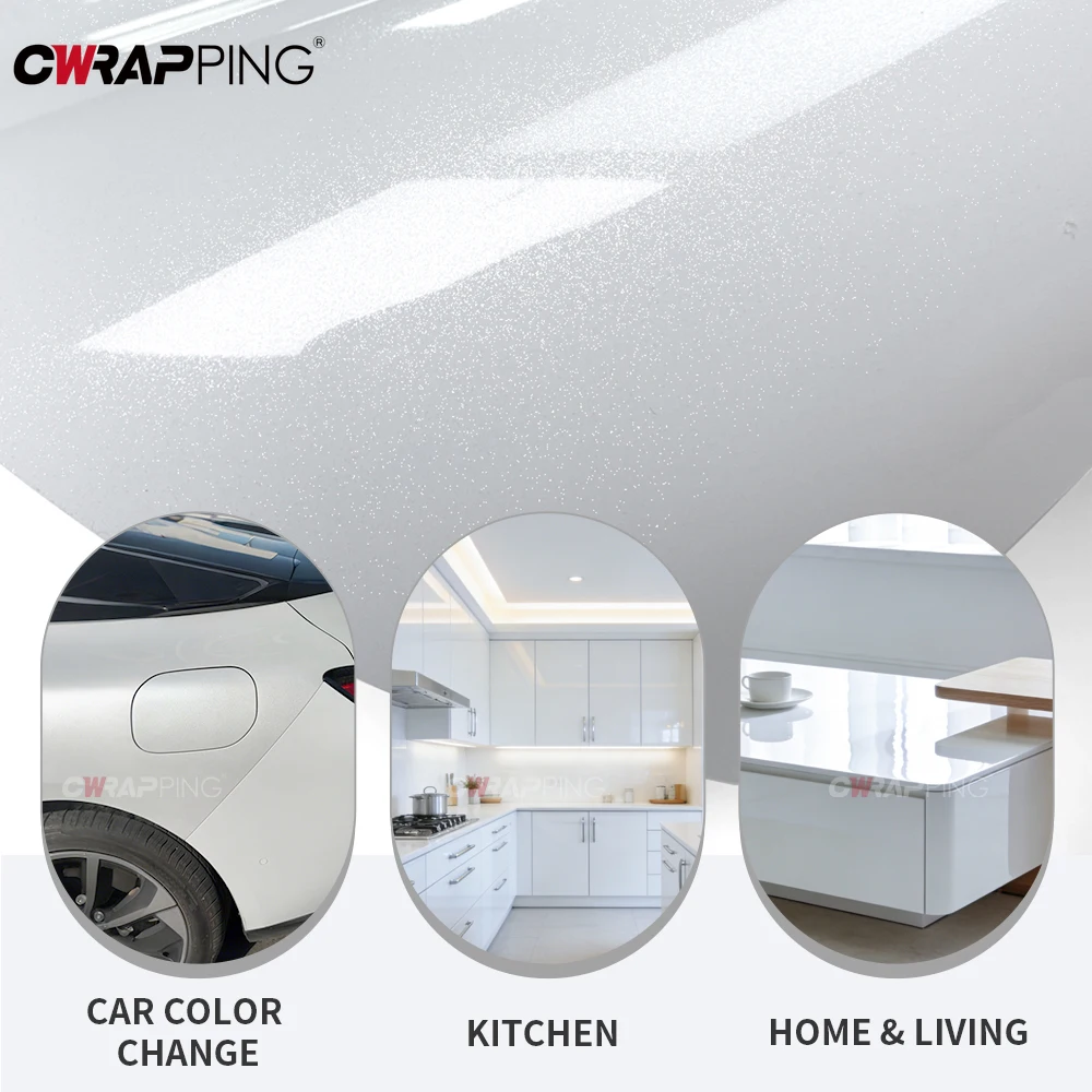 Vinyl Wrap Foil Car Cover Pearl White Self-adhesive Motorcycle Accessories PET Big Sticker Car Wraps Stickers Films Waterproof thumbnail 4